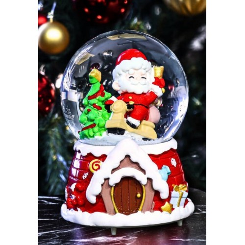 Yılbaşı 2025 Noel Baba Temalı 13 cm Orta Boy Işıklı Müzikli Kar Küresi 59A