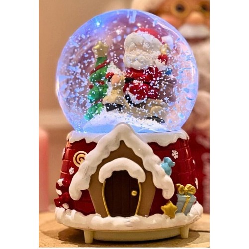 Yılbaşı 2025 Noel Baba Temalı 13 cm Orta Boy Işıklı Müzikli Kar Küresi 59A