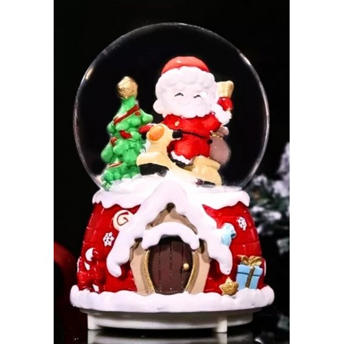 Yılbaşı 2025 Noel Baba Temalı 13 cm Orta Boy Işıklı Müzikli Kar Küresi 59A