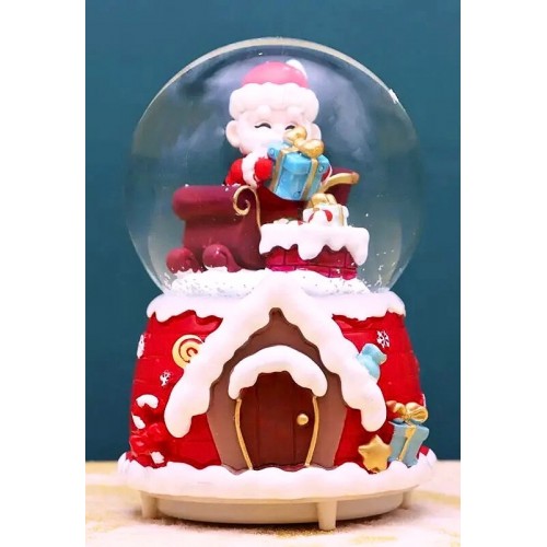 Mega Boy 2025 Yılbaşı Noel Baba Temalı Kar Püskürtmeli Işıklı Müzikli  Kar Küresi 16 cm- 18B