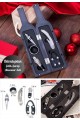 5 Parça Çelik Şişe Açacağı Seti Dekoratif Kılıf ile Şık Hediye Seti , Wine Opener Gift Set