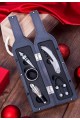 5 Parça Çelik Şişe Açacağı Seti Dekoratif Kılıf ile Şık Hediye Seti , Wine Opener Gift Set