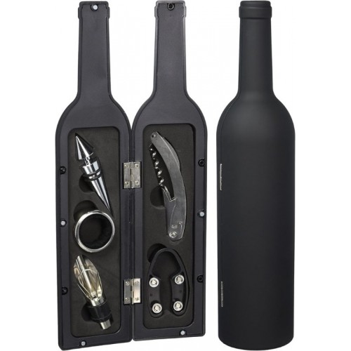 5 Parça Çelik Şişe Açacağı Seti Dekoratif Kılıf ile Şık Hediye Seti , Wine Opener Gift Set