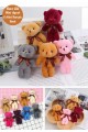 6 Adet Peluş Ayıcık Set Mini Yumoş Çanta Süsü Aksesuarı Anahtarlık Karışık Renk 11 cm