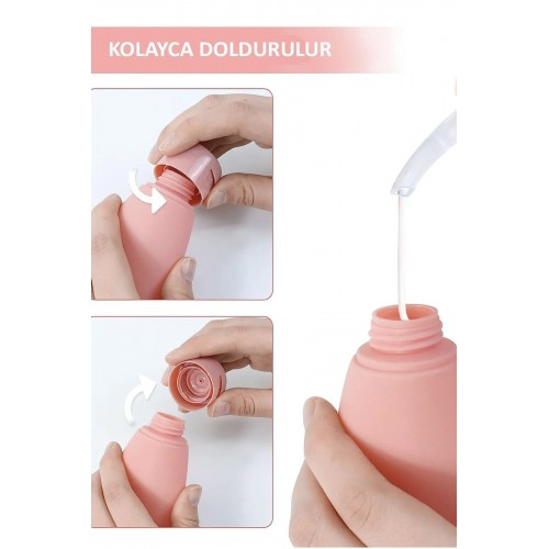 3'lü Doldurulabilir Çantalı Seyahat Tipi Şişe Seti Boş Krem Şişesi 60ml