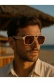 Marco Unisex Krem Çerçeveli Erkek Güneş Gözlüğü – UV400 Korumalı, Retro Stil