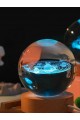 3D Güneş Sistemi Kristal Led Gece Lambası – USB'li Ahşap Standlı LED Masa - Gece Lambası RGB Led