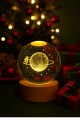3D Satürn Kız Küre Kristal Gün Işığı Led Gece Lambası – USB'li Ahşap Standlı LED Masa Lambası & Gece
