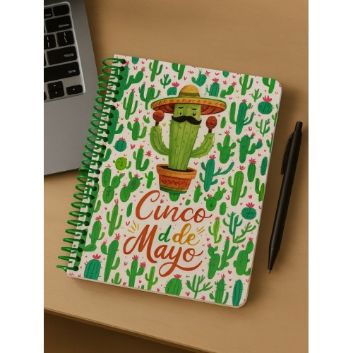 Cinco de Mayo Temalı Spiral Çizgili Defter – 80 Yaprak, 18x24 cm