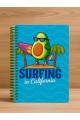 Surfing in California Temalı Spiralli Kareli Defter – 80 Yaprak, 160 Sayfa (18 x 24 cm)