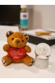 Sevimli Mini Peluş Ayıcık ve Mini Melek Kar Küresi Set Kahverengi