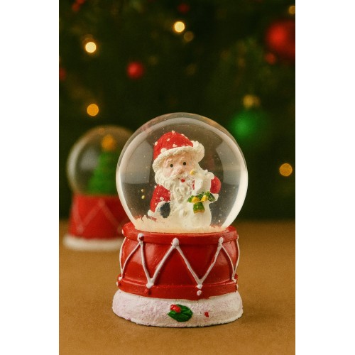 Yılbaşı Temalı Noel Baba  Kar Küresi – Yılbaşı Hediyesi LED Işıklı Hediyelik 6,5 cm