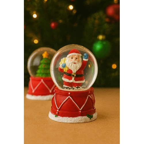 Noel Baba Figürlü LED Işıklı Kar Küresi 6,5 cm – Yeni Yıl Yılbaşı Dekoratif Hediyelik N43