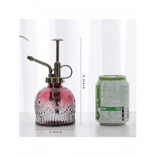 Vintage Cam Bitki Sulama Spreyi – Dekoratif Püskürtme Kolonya Şişesi 200 ml Kırmızı
