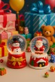 2 Adet Led Işıklı Mini Kar Küresi 6,5 cm – Noel Baba & Kardan Adam Dekoratif Işıklı Biblo