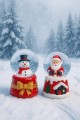 2 Adet Led Işıklı Mini Kar Küresi 6,5 cm – Noel Baba & Kardan Adam Dekoratif Işıklı Biblo