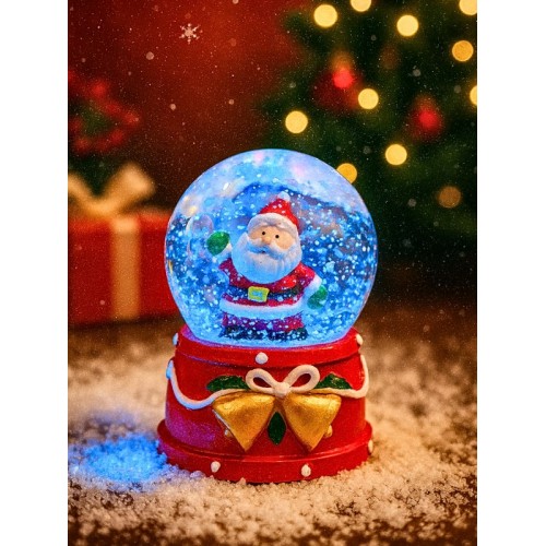 LED Işıklı 2026 Yılbaşı Kar Küresi – 9 cm Orta Boy Noel Baba Figürlü Dekoratif Süs 48