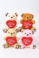4 Adet Sevimli Mini Peluş Ayıcık - Kalpli 'I Love You' Mesajlı 11x9 cm 