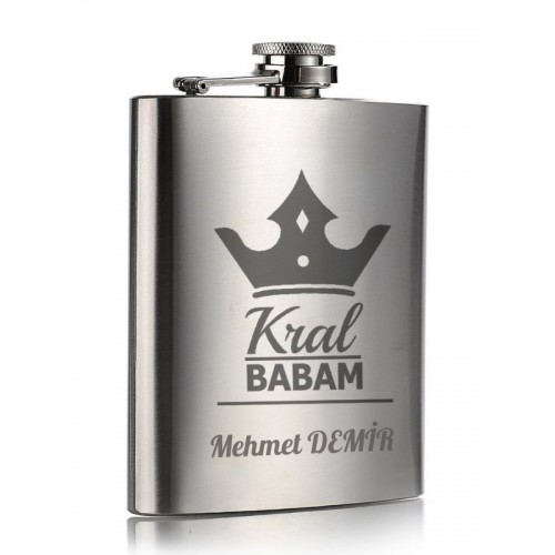 Kişiye Özel Babaya Hediye 9 Oz Çelik Cep Matarası 266 Ml İçecek Cep Matarası