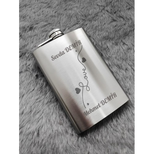 Kişiye Özel Love Hediye 9 Oz Çelik Cep Matarası 266 Ml Cep Matarası Sevgiliye Hediye