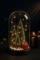 3 Çam Ağacı ve Hediye Temalı Led Işıklı Fanus İçinde 2026 Yeni Yıl Hediye Noel Yılbaşı Gece Lambası