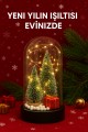 2026 Yeni Yıl Hediye Led Işıklı Fanus İçinde 2 Çam Ağacı ve Hediye Temalı Noel Yılbaşı Gece Lambası