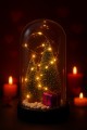 2026 Yeni Yıl Hediye Led Işıklı Fanus İçinde 2 Çam Ağacı ve Hediye Temalı Noel Yılbaşı Gece Lambası