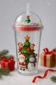 Noel Baba & Yılbaşı Temalı Pipetli Suluk  450 ML Çift Katman Mika Su Şişesi 2768