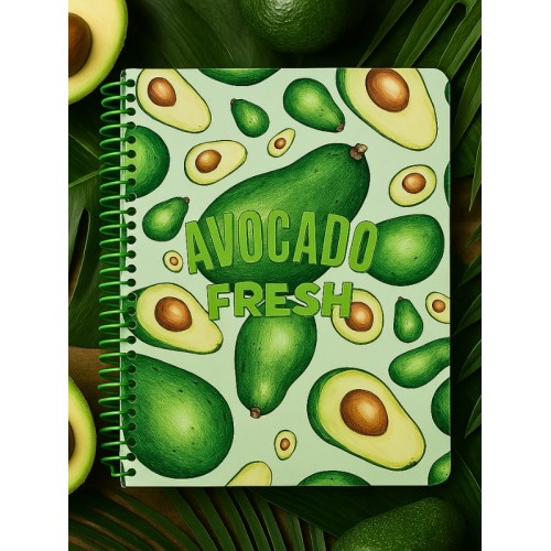 Avokado Fresh Temalı Spiral Çizgili Defter – 80 Yaprak / 160 Sayfa – 18x24 cm