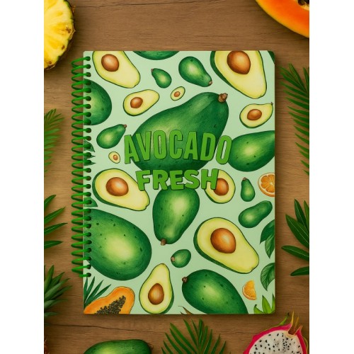 Avokado Fresh Temalı Spiral Çizgili Defter – 80 Yaprak / 160 Sayfa – 18x24 cm