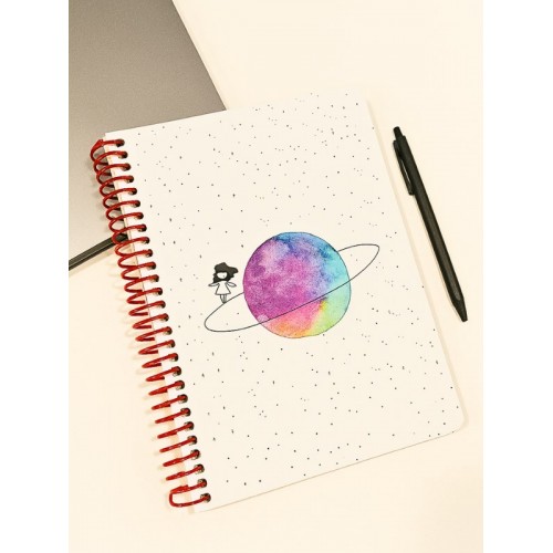 Satürn Kız Tasarımlı Spiralli Kareli Defter – 80 Yaprak, 160 Sayfa (18 x 24 cm)