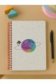 Satürn Kız Tasarımlı Spiralli Kareli Defter – 80 Yaprak, 160 Sayfa (18 x 24 cm)