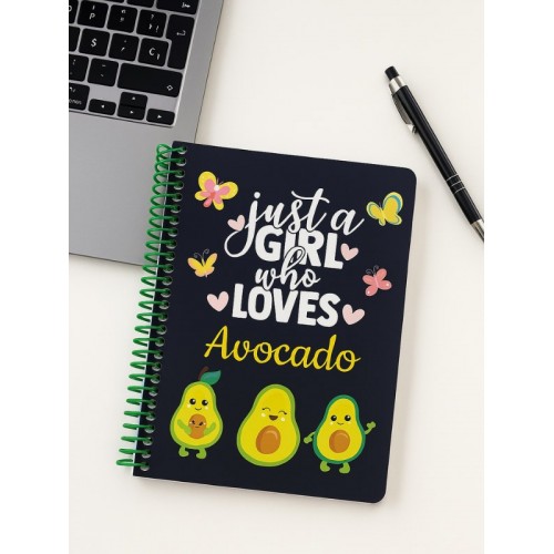 Just A Girl Who Loves Avocado Tasarımlı Spiralli Çizgili Defter – 80 Yaprak, 160 Sayfa (18 x 24 cm)