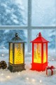 LED Işıklı Noel Feneri 2’li Set – Çam Ağacı & Bambi Temalı Dekoratif Yılbaşı Lambası 14 Cm