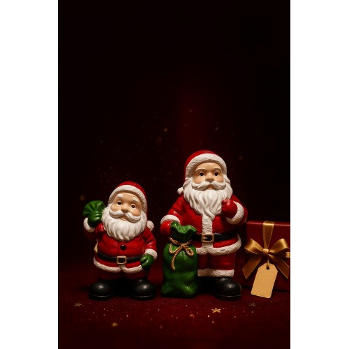 Noel Baba Biblo Seti 2’li – 9 cm & 11 cm – Premium Yılbaşı Dekor Koleksiyonluk Hediye