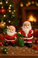 Noel Baba Biblo Seti 2’li – 9 cm & 11 cm – Premium Yılbaşı Dekor Koleksiyonluk Hediye