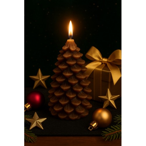 Yeni Yıl  Noel Kozalak Temalı Mum - Yılbaşı Sofra Süsü Dekorasyon El Yapımı Kozalak Mum 10 cm