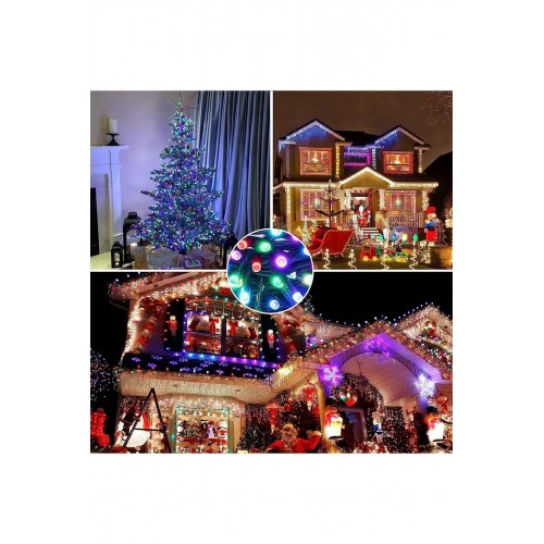  Rgb Renkli Işık Pirinç 10 Metre 100'lü Ledli  Yılbaşı Ağaç Işık 8 Fonksiyonlu Dekoratif Led