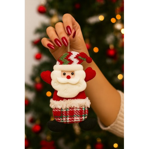 2026 Noel Yılbaşı Çam Ağacı Süsü Peluş Tekstil Örme Orta Boy 17 cm x 11 cm