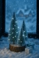 4'lü Led Işıklı Mini Yılbaşı Noel Ağaçları Seti – 4'lü Masa Üstü Dekor (23cm, 18 cm, 12 cm, 13 cm)