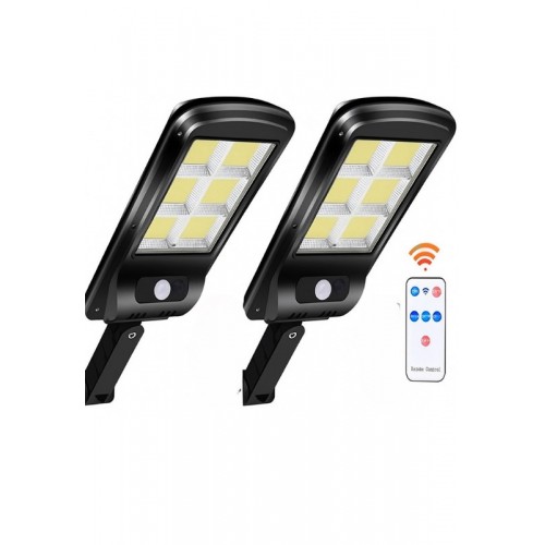 2  Adet  Büyük Boy 128 Led Solar Bahçe Sokak Lambası Hareket Sensörlü Kumandalı 3 Modlu  Güneş 
