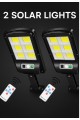 2  Adet  Büyük Boy 128 Led Solar Bahçe Sokak Lambası Hareket Sensörlü Kumandalı 3 Modlu  Güneş 