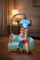 Romantik Çift Figürlü Işıklı Biblo – Genç & Yatak Odası Dekoru - Sevgiliye Hediye, 18 cm Mavi