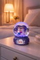 Mor Love Sevgililer Temalı Led Işıklı Kar Küresi 9 cm – Romantik & Anlamlı Sevgili Hediyesi