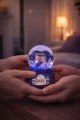 Mor Love Sevgililer Temalı Led Işıklı Kar Küresi 9 cm – Romantik & Anlamlı Sevgili Hediyesi