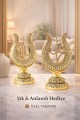 Allah & Muhammed Yazılı Lale Taşlı Gold Masa Üstü Dekor Seti – Klasik ve Asil Tasarım 22cm