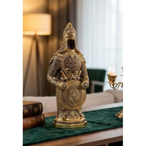Zırhlı Cevşen Ayetli Asker Gold Biblo Sert Polyester İnce Detaylı İşçilik Taş İşlemeli 23 cm