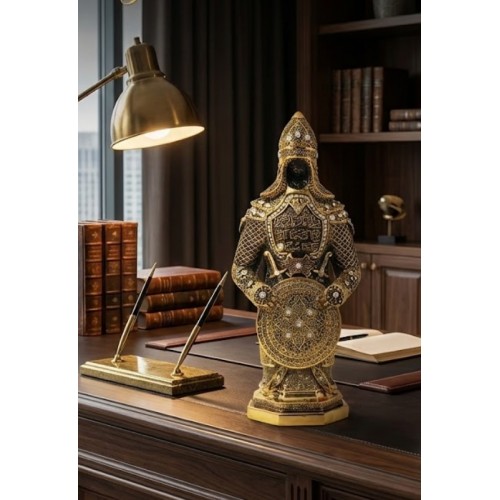 Zırhlı Cevşen Ayetli Asker Gold Biblo Sert Polyester İnce Detaylı İşçilik Taş İşlemeli 23 cm