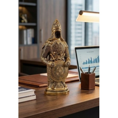 Zırhlı Cevşen Ayetli Asker Gold Biblo Sert Polyester İnce Detaylı İşçilik Taş İşlemeli 23 cm