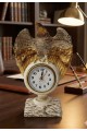 Kartal Figürlü Gold-Beyaz  Masa Saati – 21x13 cm, Premium Koleksiyon Dekor  Ev Ofis Hediyesi